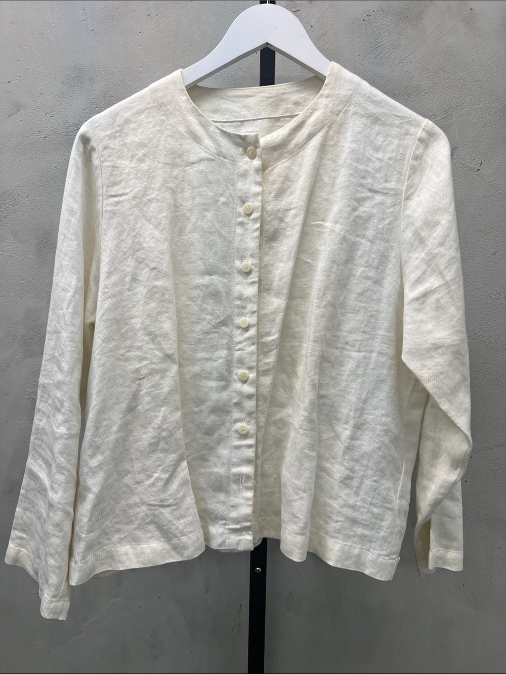 Women's Cream Button-Front Linen Jacket